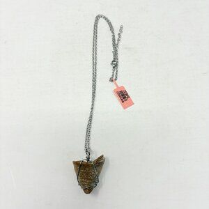 Shop LC Small Fossil Fish Pendant With Necklace 20" in Stainless Steel 5053